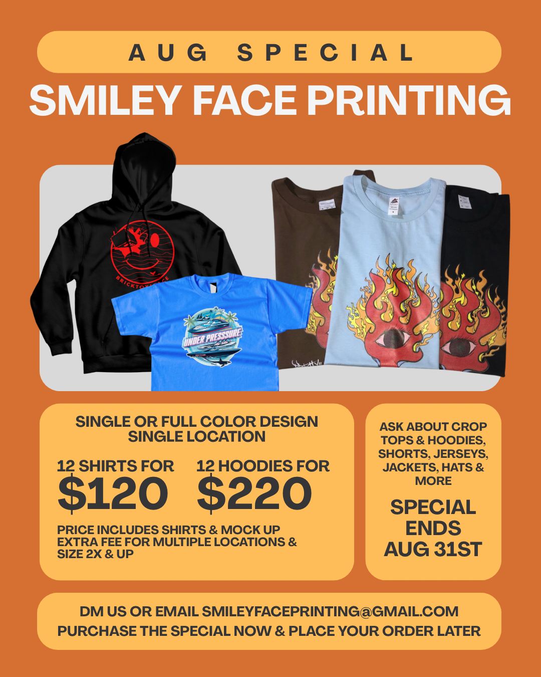 Smiley Face Printing – Aug Special